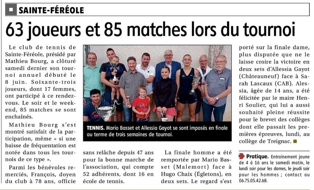 TOURNOI DE TENNIS DE SAINTE-FÉRÉOLE