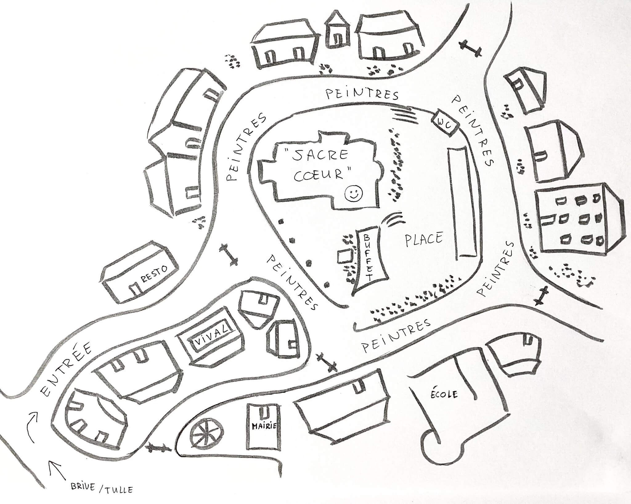 Plan de Sainte-Féréole fait Montmartre Une place sera réservée dédiée pour chaque artiste, avec table, banc et suivant la demande une grille. Chacun a la possibilité d’exposer ses œuvres et de vendre ses créations sous sa propre et seule responsabilité. L’artiste est bien sûr libre d’installer un chevalet, un parasol, une petite tente pour y travailler, la surface proposée est de 4 mètres sur 2.50 mètres.</p>
<p>Les sketchers peuvent se balader ou également s’inscrire pour une place avec table. En fin d’après-midi une ‘table de carnets’ sera organisée pour les Sketchers.</p>
<p>La journée sera attractif pour tout le monde, même les enfants de l’école de Sainte-Féréole et ceux accueillis à l’accueil de loisirs participent en exposant également leurs créations.