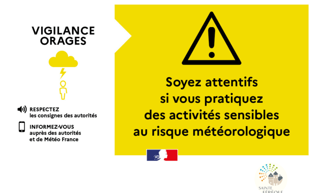 La #Corrèze est placée en vigilance jaune orages. Des fortes précipitations sont attendues. Elles pourront causer des débordements sur certains cours d'eau. Prudence si vous pratiquez des activités extérieures.