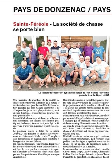 ASSEMBLÉE GÉNÉRALE DE LA SOCIÉTÉ DE CHASSE