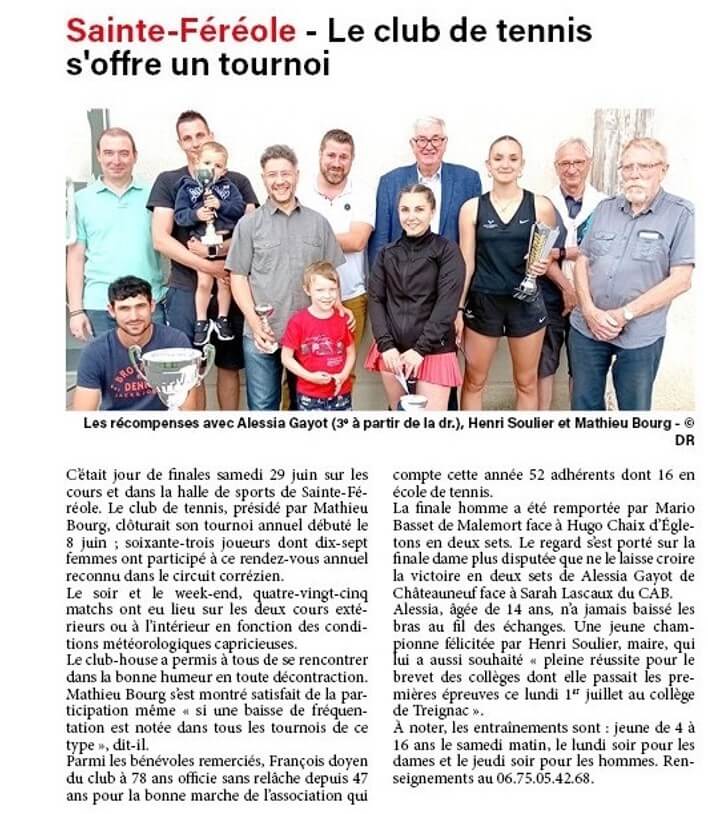 LE CLUB DE TENNIS S'OFFRE UN TOURNOI