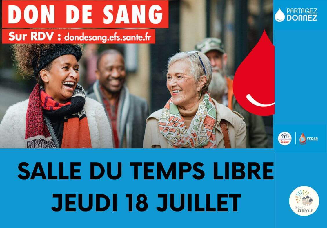 Don du sang Sainte-Féréole La collecte de sang se déroulera à Sainte- Féréole le 18 Juillet 2024.</p>
<p>Avant de donner, pensez à vérifier votre éligibilité.</p>
<p>Les précautions à prendre avant le don : il faut bien manger et bien s’hydrater (50 cl dans l’heure qui précède votre don). N’oubliez pas de vous munir d’un document confirmant votre identité avec photo. Vous pouvez venir seul(e) ou accompagné(e) d’autres donneurs. Comme vous, il est préférable qu’ils prennent RDV sur https://dondesang.efs.sante.fr/ . Plus de donneurs, plus de vies sauvées.</p>
<p>Grâce à votre mobilisation à nos côtés en cette période difficile mais aussi toute l’année, nous répondons aux besoins constants des patients.</p>
<p>Je vous remercie de relayer le plus largement possible cette information.</p>
<p>Vous remerciant pour votre collaboration et votre soutien,