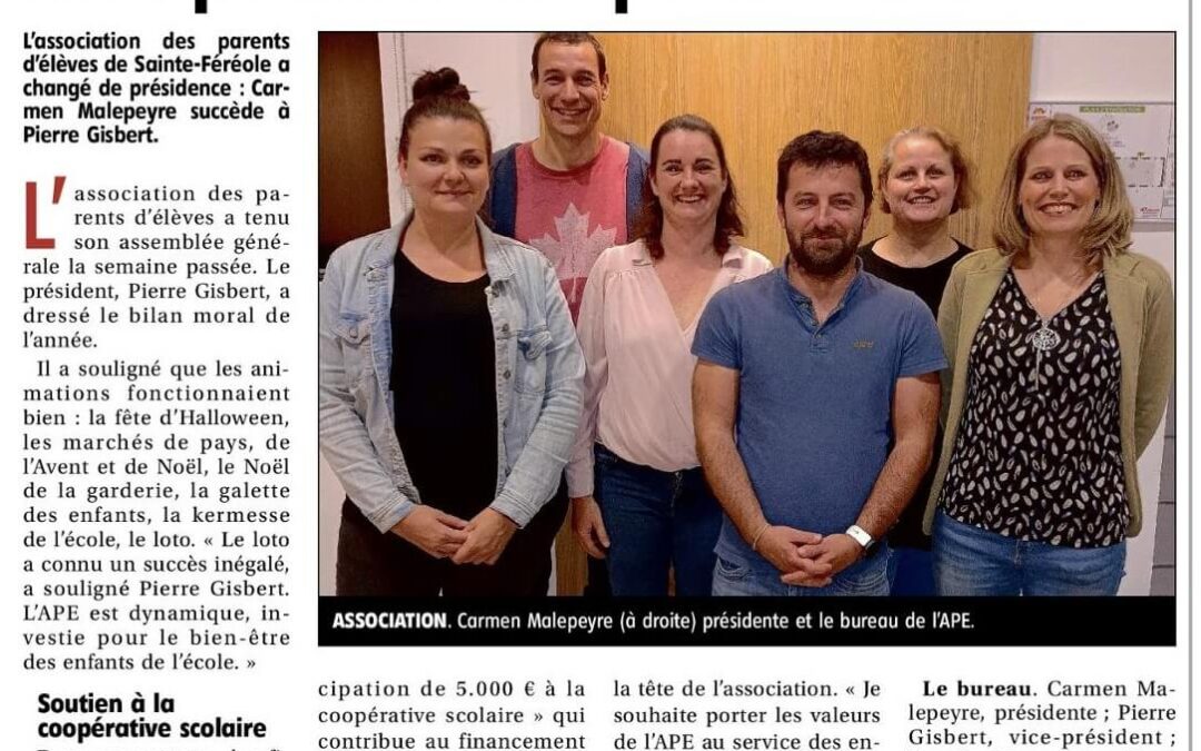 UNE PRÉSIDENTE POUR L’APE