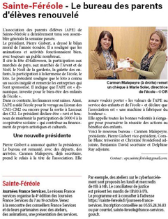 LE BUREAU DES PARENTS D’ÉLÈVES RENOUVELÉ