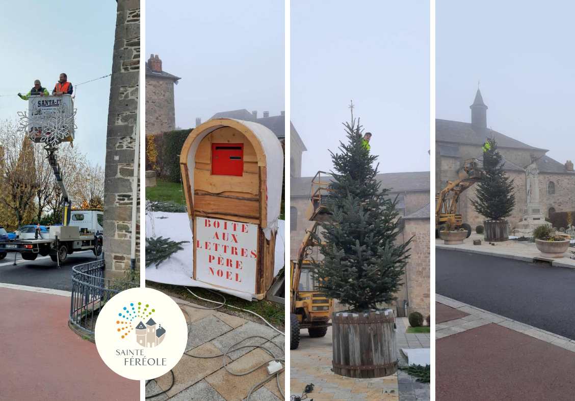 Les préparations des décorations et des illuminations de Noël vont bon train ! Le Sapin de Noël et la boite aux lettres au PÈRE NOËL ont été installés.