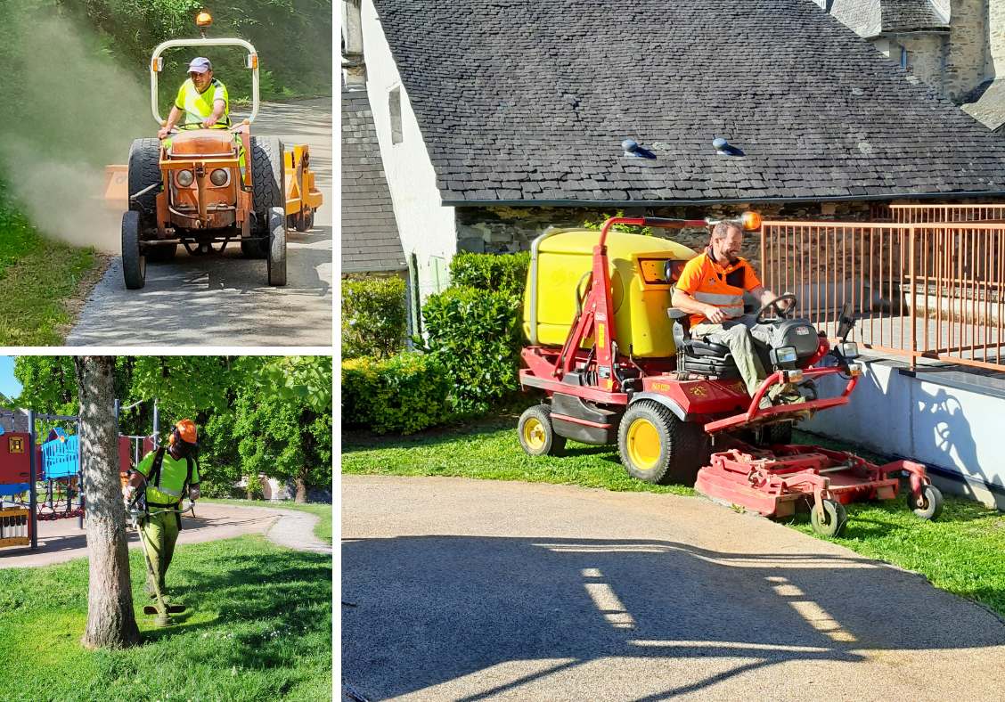 Le beau temps de ces derniers jours a été propice à la réalisation de nombreux travaux de taille, tonte, débroussaillage, désherbage et balayage des espaces publics par l’équipe technique aux abords du bourg et des villages. Ce travail d’entretien régulier contribue à la préservation du cadre de vie de notre commune.