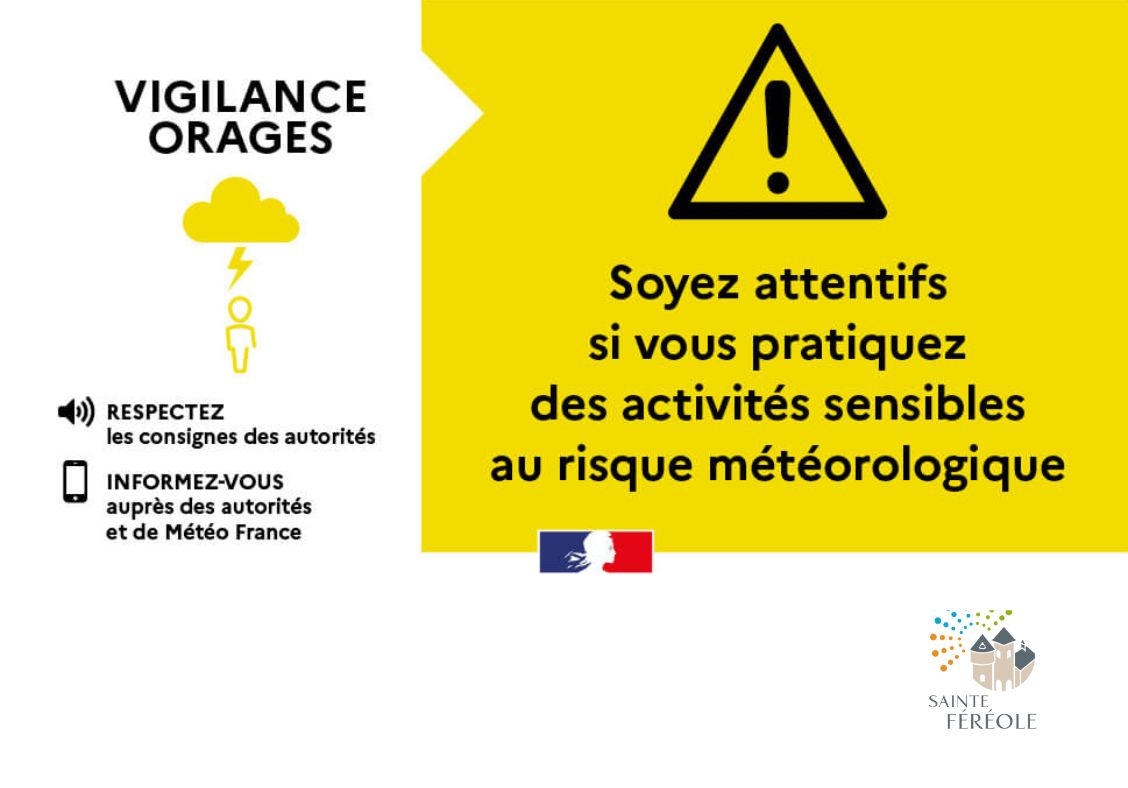 VIGILANCE ORAGES Météo France a placé la Corrèze en vigilance jaune pour risque d’orages à compter de 14h00 et maintient le département en vigilance orange canicule jusqu’à demain matin 6h00.