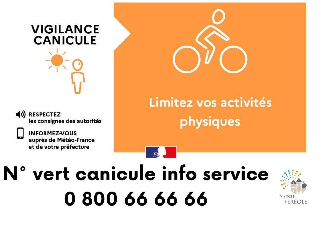 orange canicule Aujourd'hui, un pic de chaleur exceptionnel touche la Corrèze. Les maximales atteindront 38 à 40°C, et jusqu’à 41 à 42°C très localement dans le bassin de Ville de Brive. La chaleur restera supérieure aux normales toute la semaine.Adoptez les bons réflexes :Hydratez-vous régulièrementÉvitez les efforts aux heures chaudesRafraîchissez votre logementPrenez des nouvelles des personnes fragiles