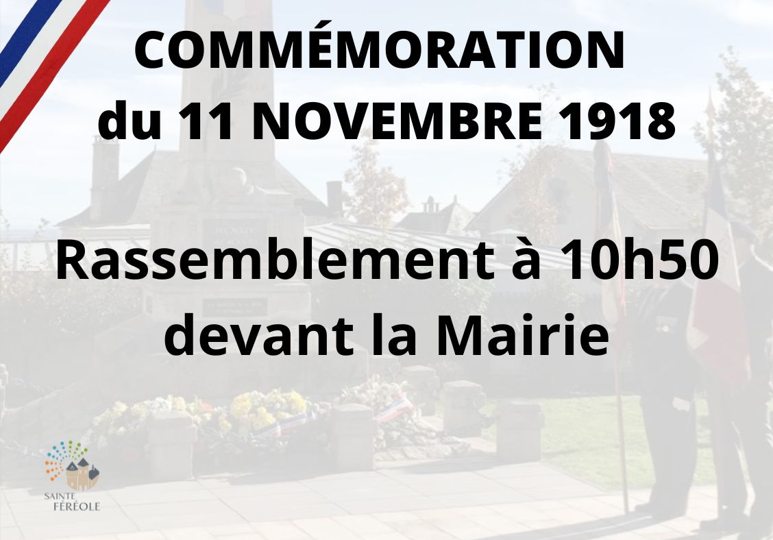 COMMÉMORATION DU 11 NOVEMBRE 2025, Rassemblement 10 h 50 devant la Mairie.