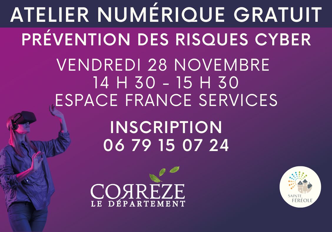 Dans le cadre de la Mission Innovation Corrèze, votre Conseiller numérique vous propose deux ateliers gratuits