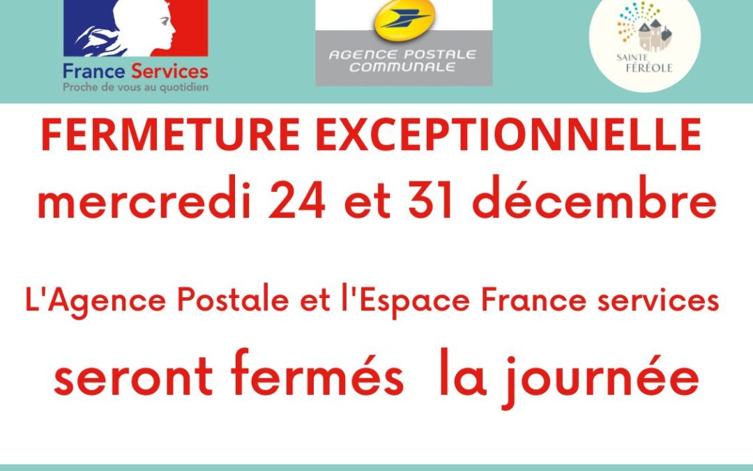 FERMETURE MAIRIE ET ESPACE FRANCE SERVICES