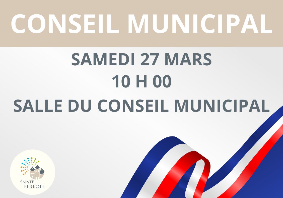 CONSEIL MUNICIPAL</p>
<p>Vendredi 13 février, 17 h 00 Salle du conseil.