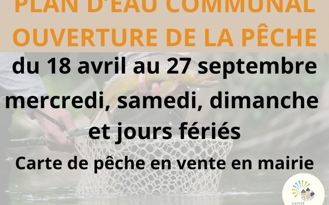 PLAN D&rsquo;EAU COMMUNAL : OUVERTURE DE LA PÊCHE
