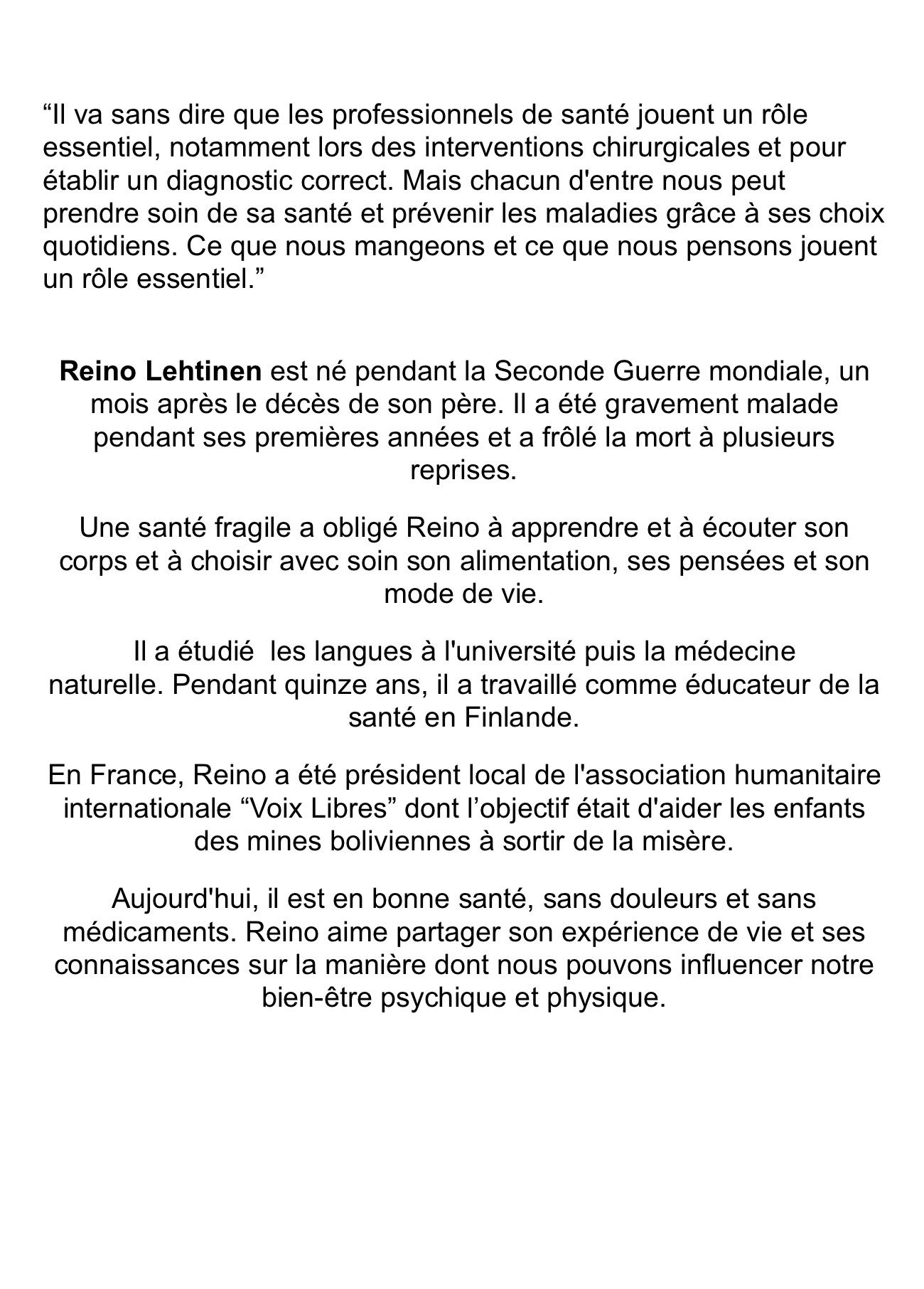 Conférence SANTÉ ET BIEN-ÊTRE Dimanche 19 avril 14 h 30 Salle du Temps Libre.</p>
<p>Entrée libre, places limitées, inscription au 05 55 84 38 33