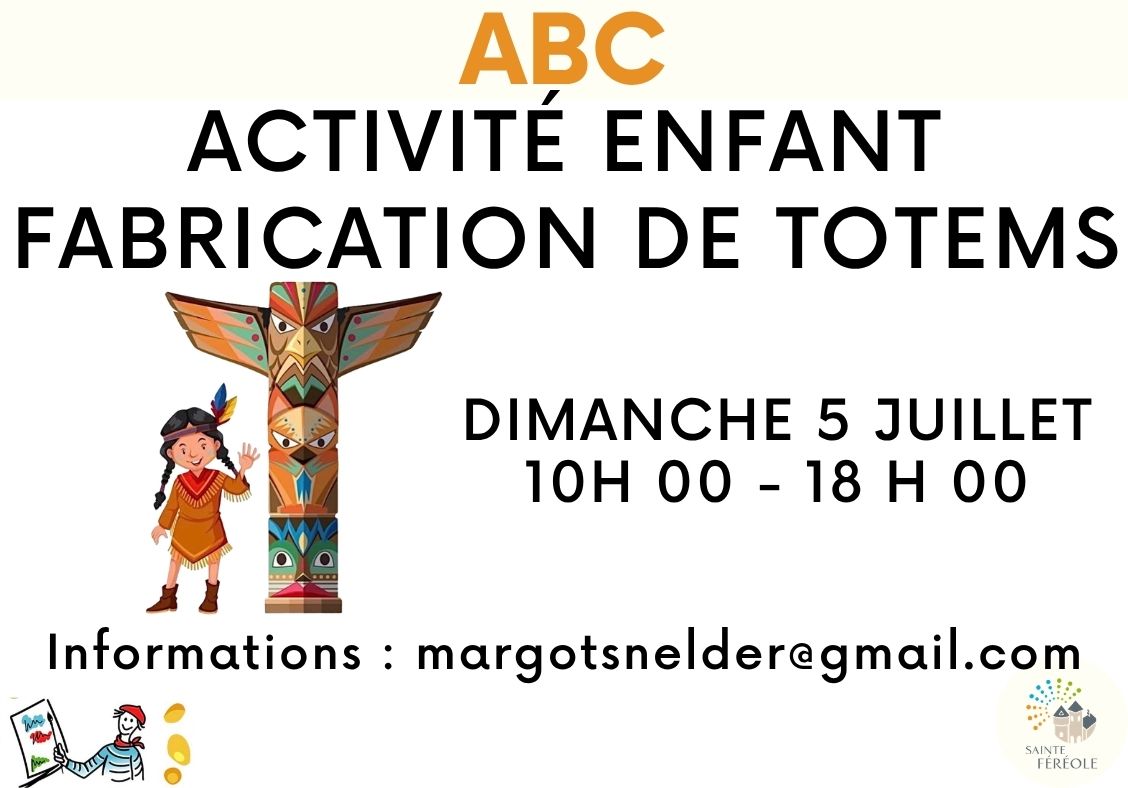 L'Association Art, Bien-être, Créativité  invite les enfants le dimanche 5 juin à une activité créative et participative de création de Totems dans le cadre de l’événement Sainte-Fereole fait Montmartre !