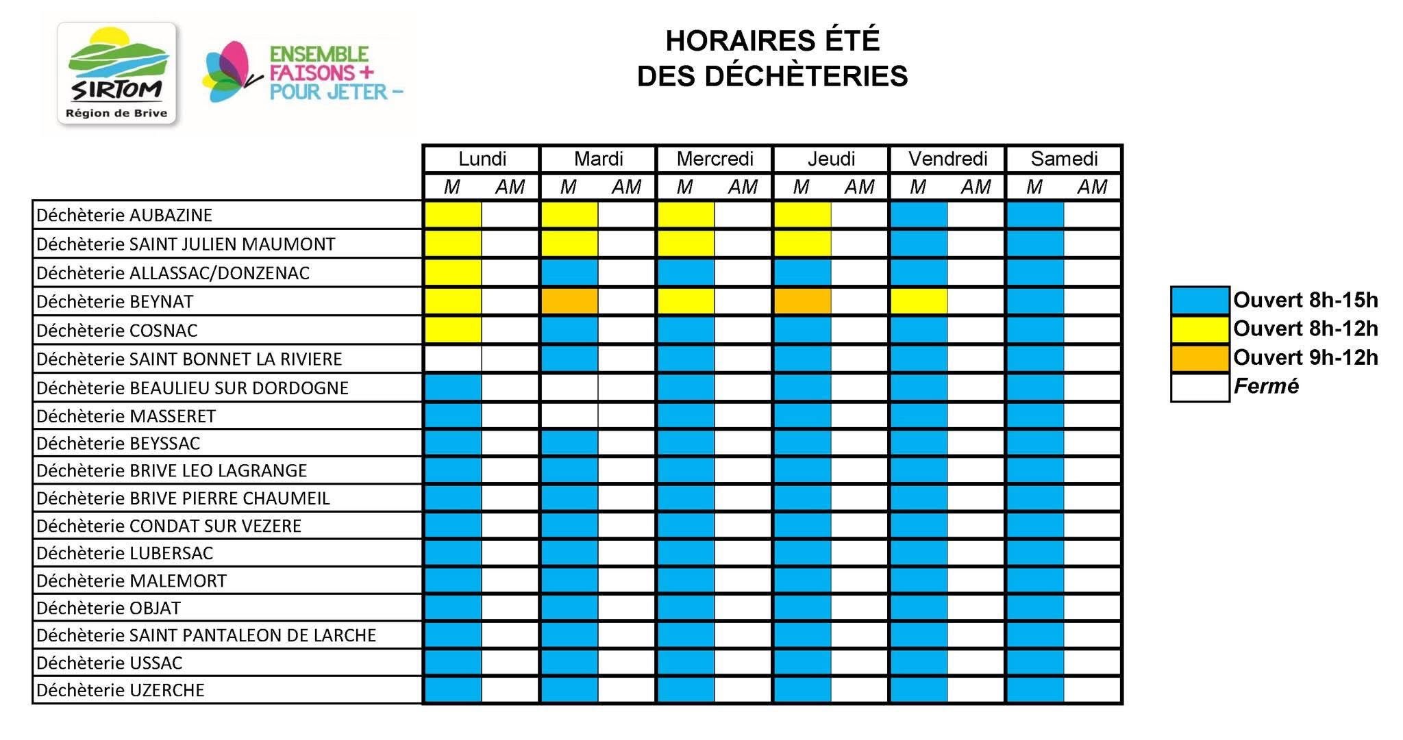 Les déchèteries passent aux heures d’été à partir du 18 juin .