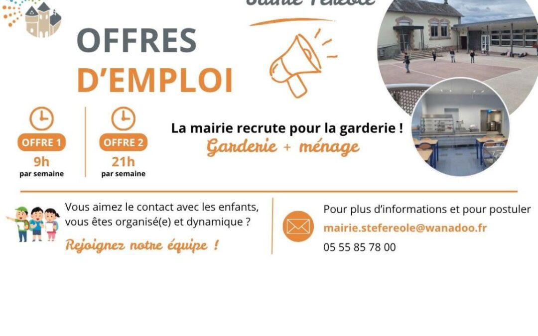 Vous aimez le contact avec les enfants et souhaitez contribuer à leur bien-être au quotidien ? Nous recherchons des agents pour assurer des missions de garderie périscolaire et d'entretien des locaux de l'école.