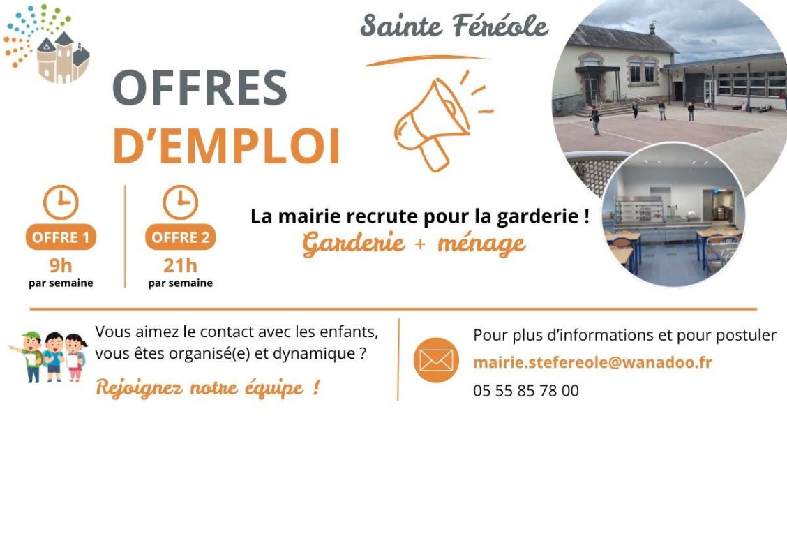 Vous aimez le contact avec les enfants et souhaitez contribuer à leur bien-être au quotidien ? Nous recherchons des agents pour assurer des missions de garderie périscolaire et d'entretien des locaux de l'école.